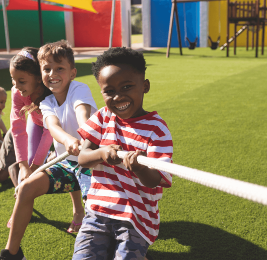 Kids playing tug of war