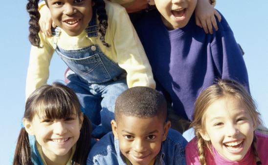 Children in a pyramid
