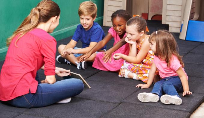 Teacher with children 